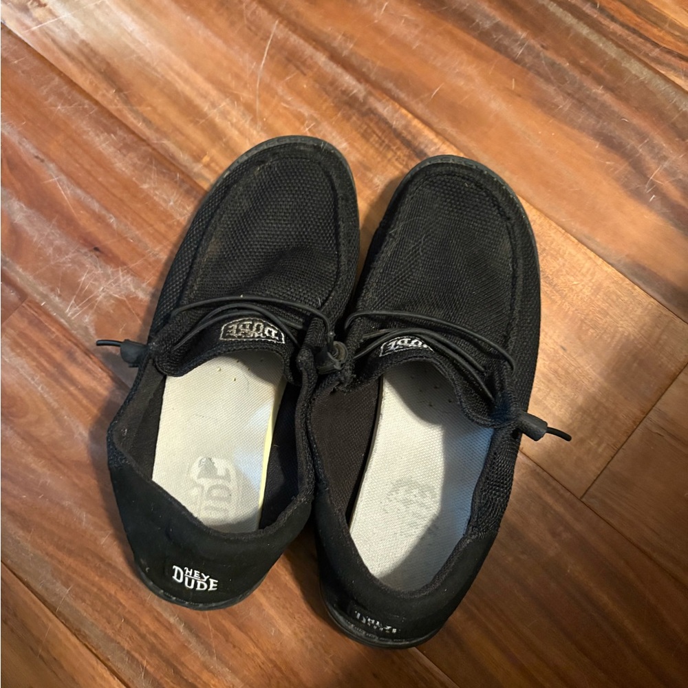 Hey Dude Kids Wally‎ Slip On Shoes  Size 8 Black Lightweight Loafers (S1)
